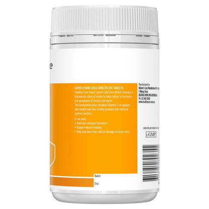 Healthy Care Super Lysine Cold Sore Relief 1000mg 100 Tablets