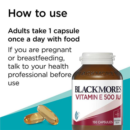 Blackmores 维生素E 500IU 胆固醇健康 150粒胶囊