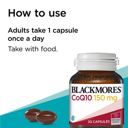 Blackmores 辅酶 Q10 150 毫克心脏健康维生素 30 粒胶囊