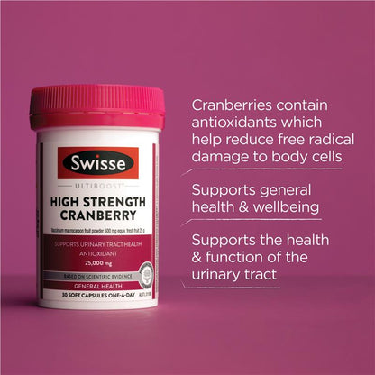 Swisse Ultiboost 高强度蔓越莓 25000 毫克 30 粒胶囊