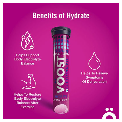 Voost Hydrate Apple + Berry Effervescent Tablets 60 Pack Exclusive Size
