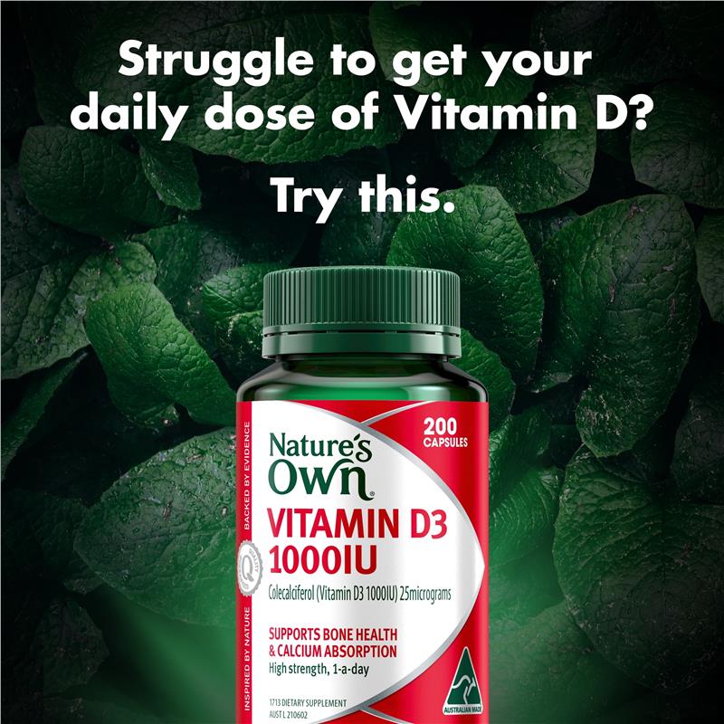 Vitamin D3 Nature's Own 1000iu 200 Viên 