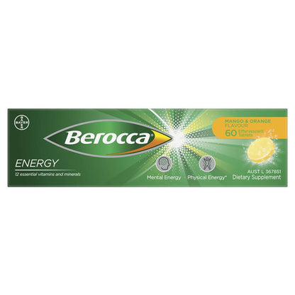 Berocca Energy Mango And Orange 60 Viên Sủi Bọt Size Độc Quyền 