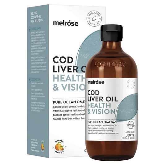 Dầu gan cá tuyết Melrose Omega Sức khỏe &amp; Tầm nhìn 500ml 
