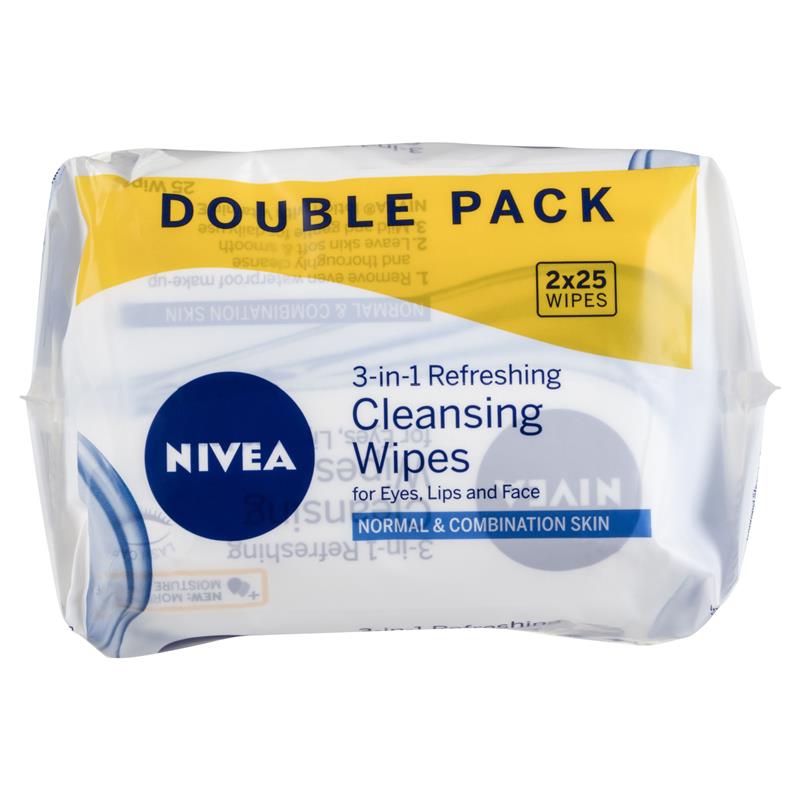 Nivea Visage Daily Essentials Refreshing Facial Wipes 25 Twin Pack