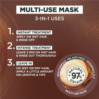 Mặt nạ dưỡng tóc Garnier Fructis Hair Food Smoothing Macadamia 3 trong 1 dành cho tóc khô và khó vào nếp 390ml 