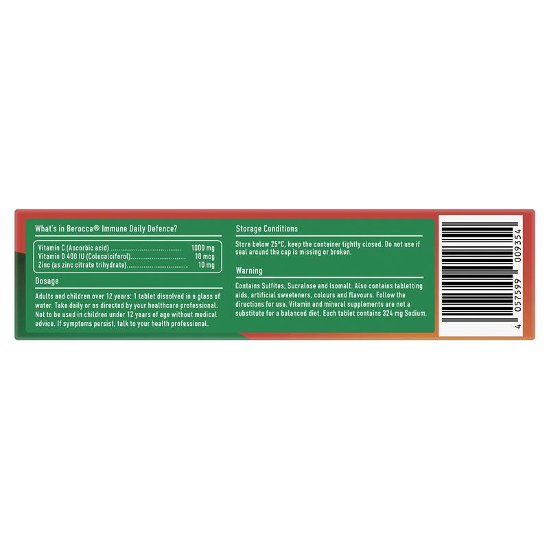 Berocca Immune Daily Defence Orange 60 Viên Sủi Bọt Size Độc Quyền 