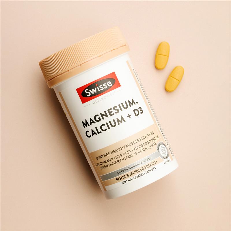 Swisse Ultiboost Magnesium Calcium + Vitamin D 120 Viên 