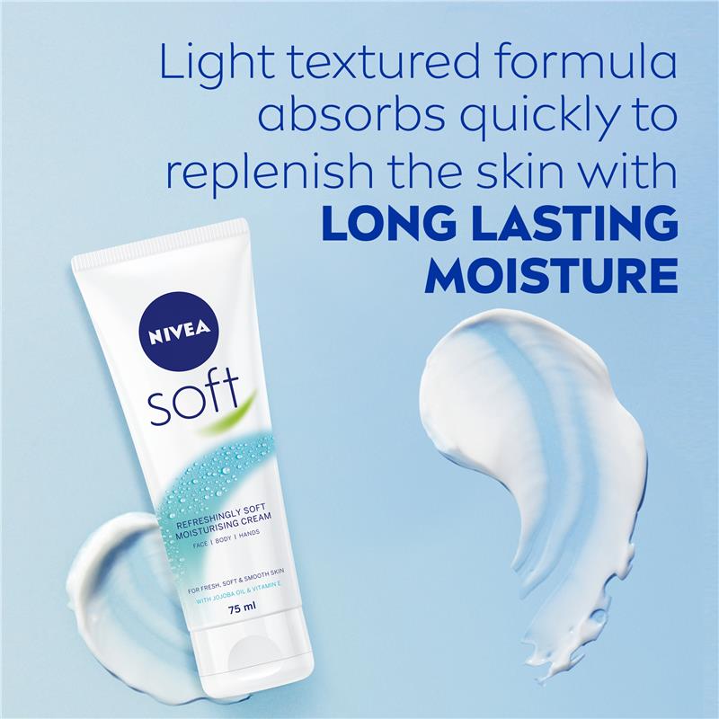 NIVEA Soft Moisturiser Cream Face Body Hands 75ml