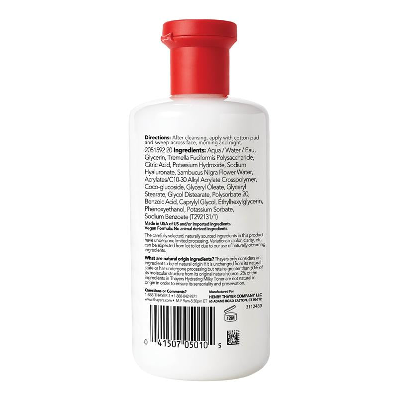 Nước hoa hồng dưỡng ẩm Thayers Hydrating Milky Toner với chiết xuất nấm tuyết và axit hyaluronic 355ml 