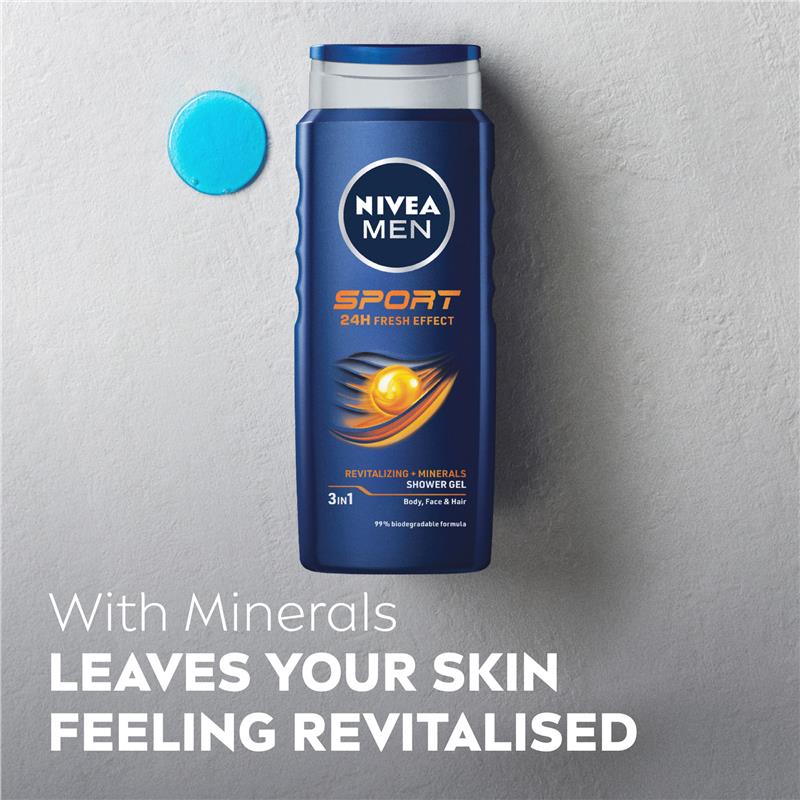 NIVEA MEN Sport 3-IN-1 Shower Gel Body Wash 500ml