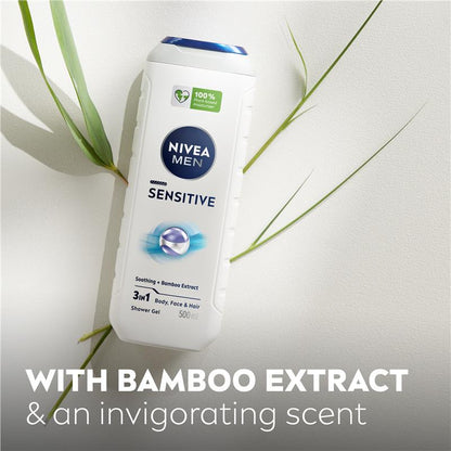 NIVEA MEN Sensitive 3-IN-1 Shower Gel Body Wash 500ml