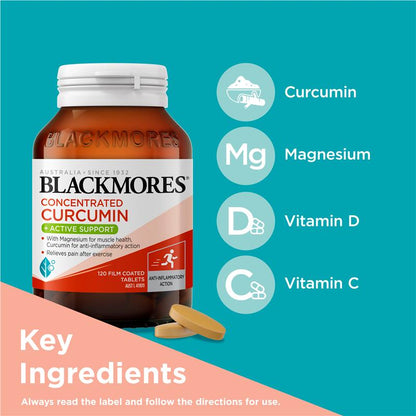 Blackmores Concentrated Curcumin + Active Support 120 Tablets