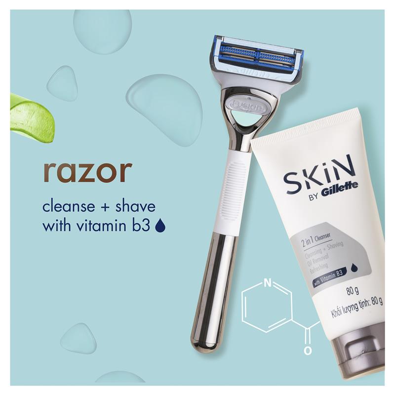 Dao cạo râu Gillette Skin Aloe Vera + 2 lưỡi dao thay thế 