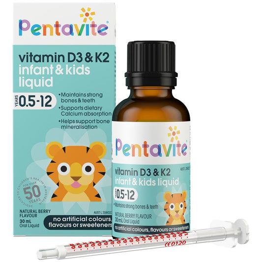 Pentavite Vitamin D3 &amp; K2 dạng lỏng cho trẻ em 30ml 