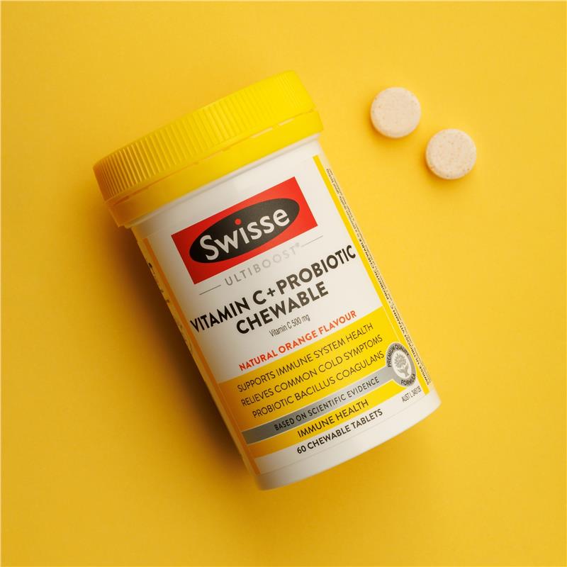 Swisse Vitamin C + Probiotic dạng viên nhai 60 viên 