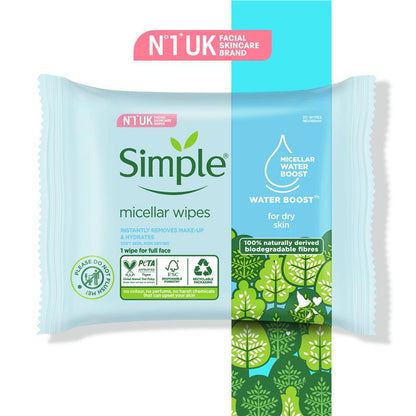 Khăn lau mặt Simple Micellar Facial Wipes 20 miếng 