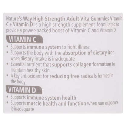 Kẹo dẻo Nature's Way Adult Vita Gummies không đường bổ sung vitamin C hàm lượng cao 65 viên 