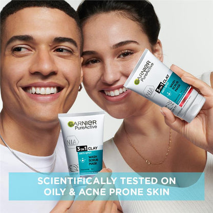 卡尼尔 SkinActive Pure Active 三合一洗面奶、磨砂膏和面膜 150 毫升