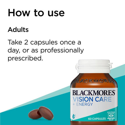 Viên uống bổ mắt Blackmores Vision Care + Energy 60 viên 