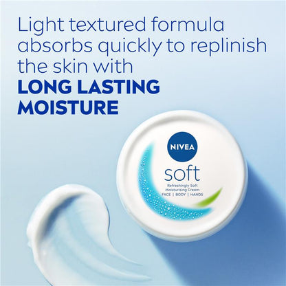 NIVEA Soft Moisturiser Cream Face Body Hands 200ml