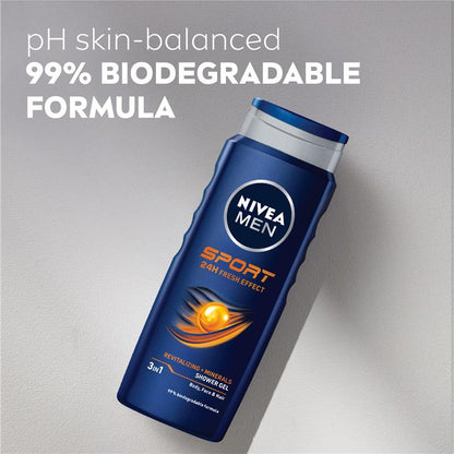 NIVEA MEN Sport 3-IN-1 Shower Gel Body Wash 500ml