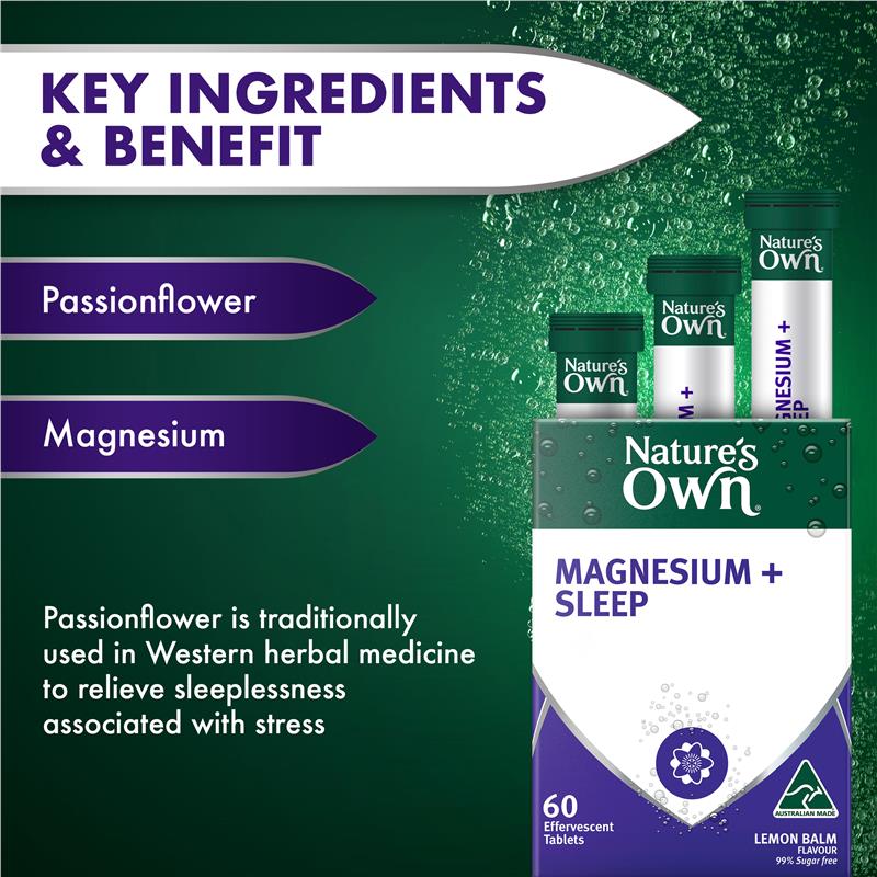 Viên sủi bổ sung Magiê + Giấc ngủ Nature's Own 60 viên 