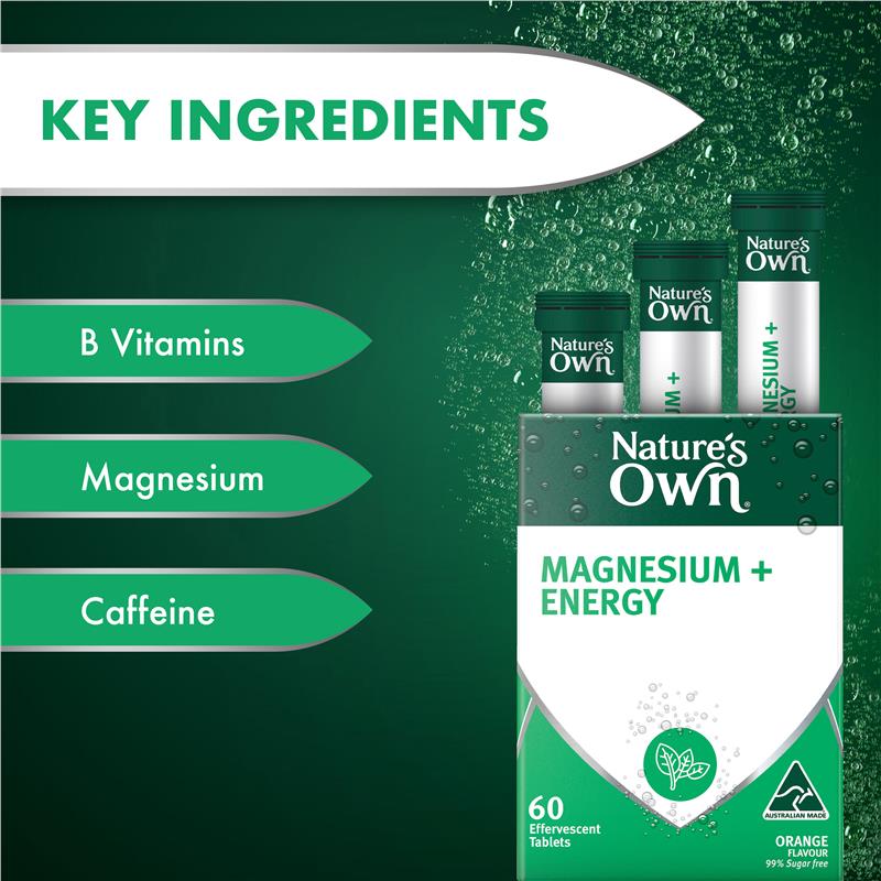 Viên sủi bổ sung Magie + Năng lượng Nature's Own 60 viên 