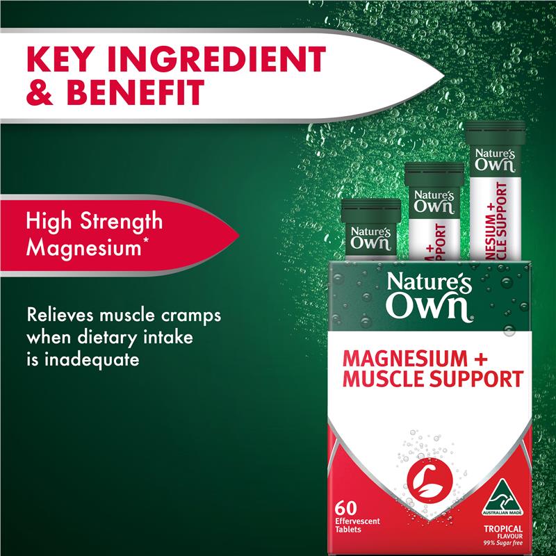 Viên sủi bổ sung Magiê + Hỗ trợ cơ bắp Nature's Own 60 viên 