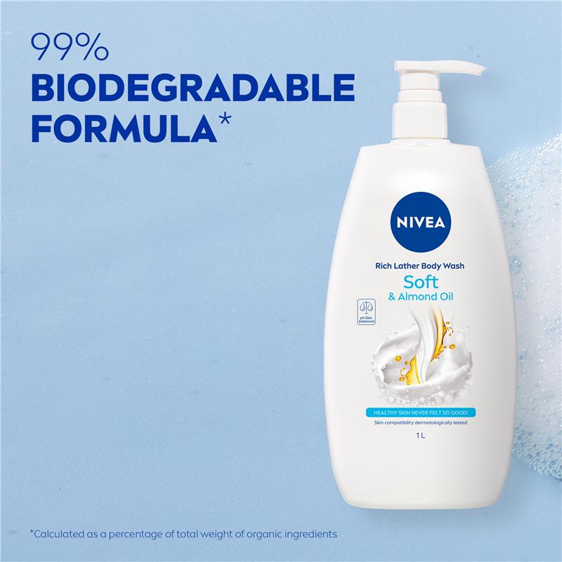 NIVEA Rich Moisture Soft Shower Gel Body Wash 1L