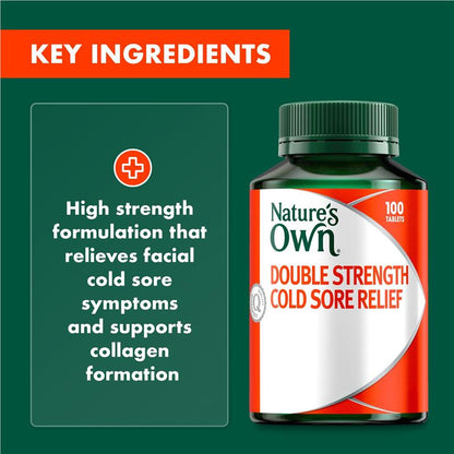 Viên uống Nature's Own Double Strength Cold Sore Relief L-Lysine 1000mg 100 viên 