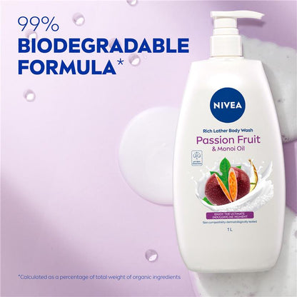 NIVEA Passionfruit & Monoi Oil Shower Gel Body Wash 1L