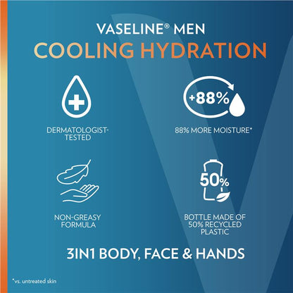Vaseline Men Cooling Hydration 3 in 1 Body Face and Hands Lotion 400ml