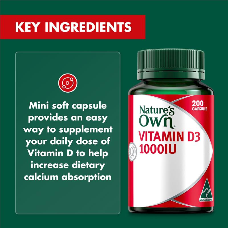Vitamin D3 Nature's Own 1000iu 200 Viên 