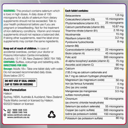 Centrum Advance 50+ 150 Tablets Exclusive Size