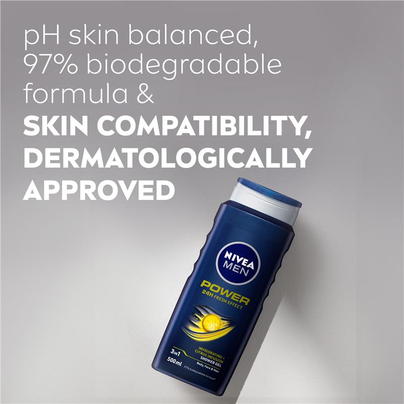 Sữa tắm NIVEA MEN Power Refresh 3 trong 1 500ml 