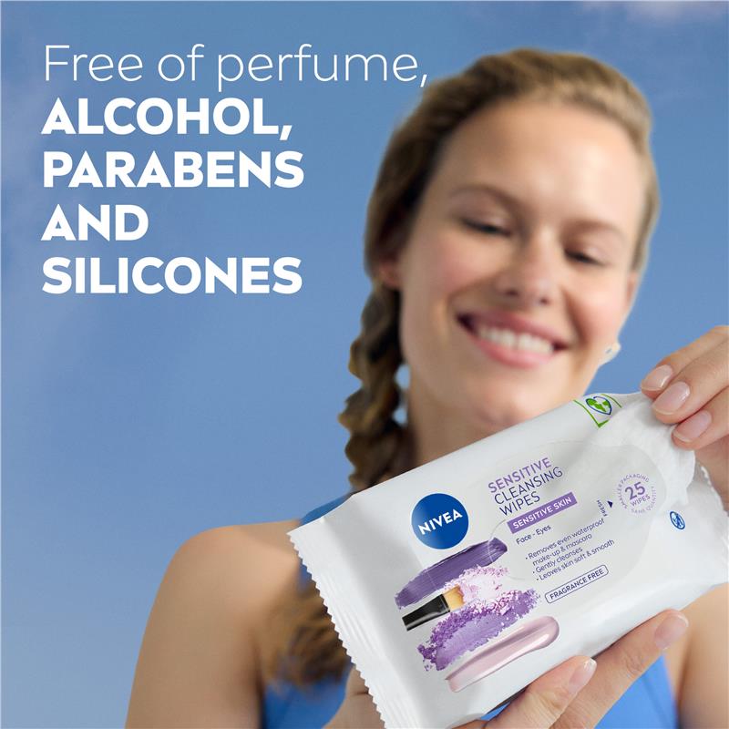 NIVEA Daily Essentials Biodegradable Fragrance Free Facial Cleansing Wipes 25pk