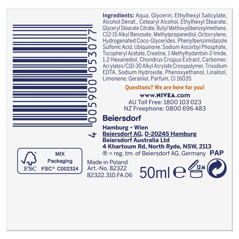 NIVEA Q10 Power + Vitamin C Energy Face Moisturiser SPF15 50ml