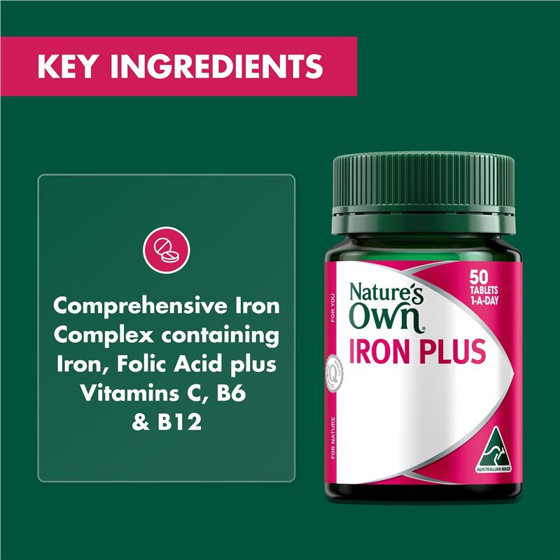 Viên uống bổ sung sắt Nature's Own Iron Plus 50 viên 