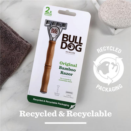 Bulldog 原装竹制剃须刀 + 2 个刀片