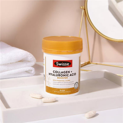 Viên uống tăng cường collagen + axit hyaluronic Swisse Beauty 80 viên 