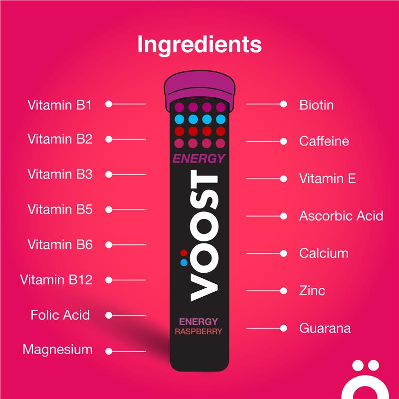 Voost Energy Raspberry Effervescent Tablets 20 Pack