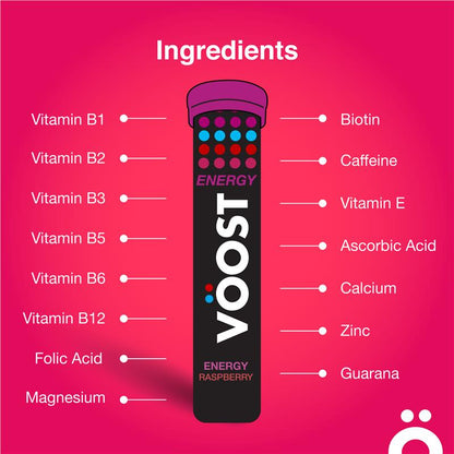 Voost Energy Raspberry Effervescent Tablets 20 Pack