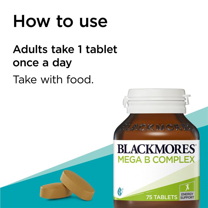 Blackmores Mega B Complex Energy Support Vitamin B12 75 Viên 