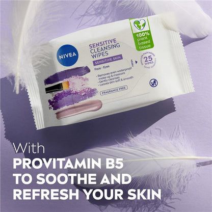 NIVEA Daily Essentials Biodegradable Fragrance Free Facial Cleansing Wipes 25pk