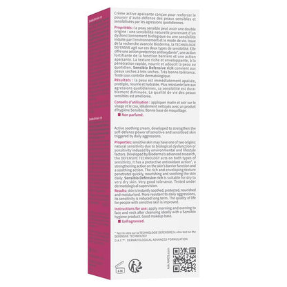 Kem dưỡng ẩm Bioderma Sensibio Soothing Defensive Rich Moisturiser dành cho da khô, nhạy cảm 40ml 