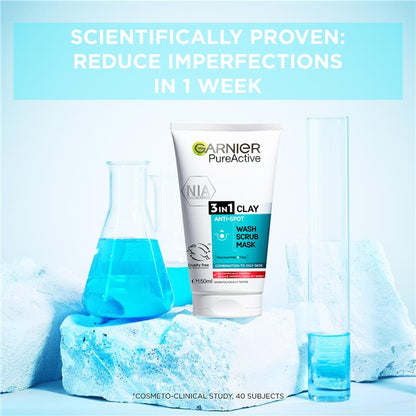 卡尼尔 SkinActive Pure Active 三合一洗面奶、磨砂膏和面膜 150 毫升