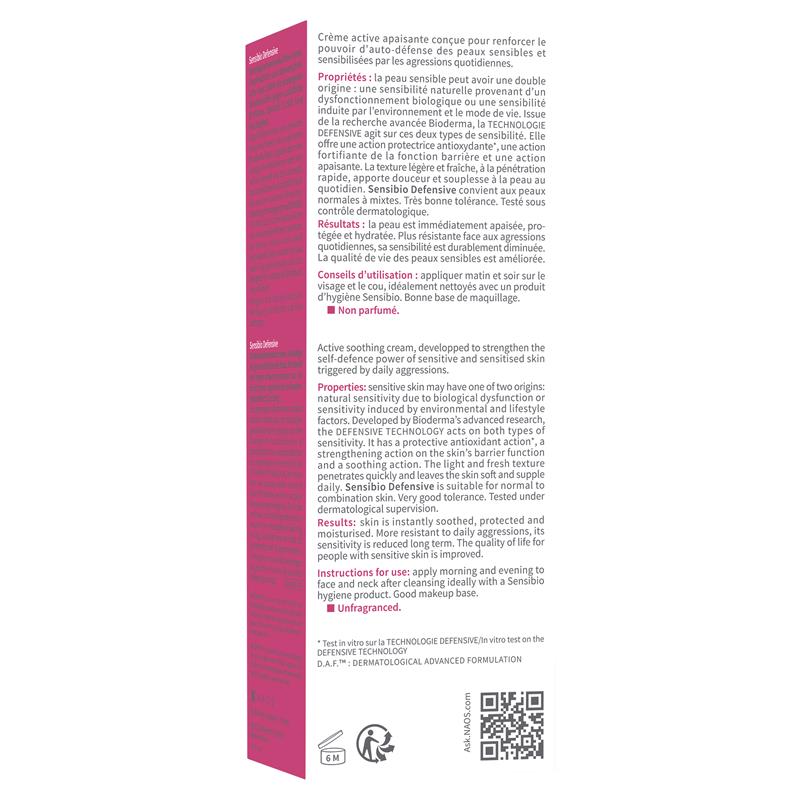 Kem dưỡng ẩm Bioderma Sensibio Soothing Defensive Light dành cho da nhạy cảm 40ml 