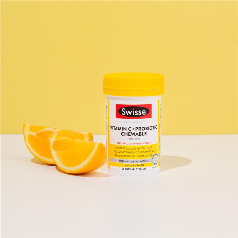 Swisse Vitamin C + Probiotic dạng viên nhai 60 viên 