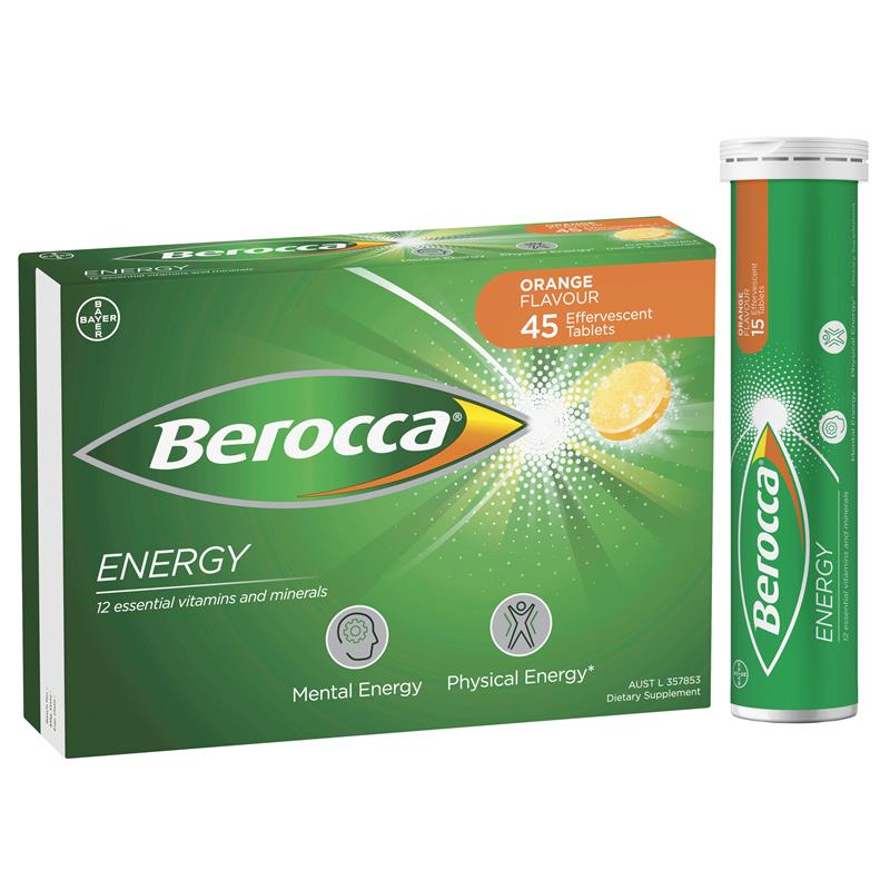 Berocca Energy Orange 45 Effervescent Tablets